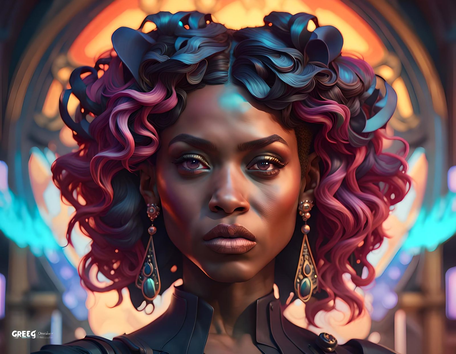 Betty Boop Portrait in Maximalist Digital Art Style