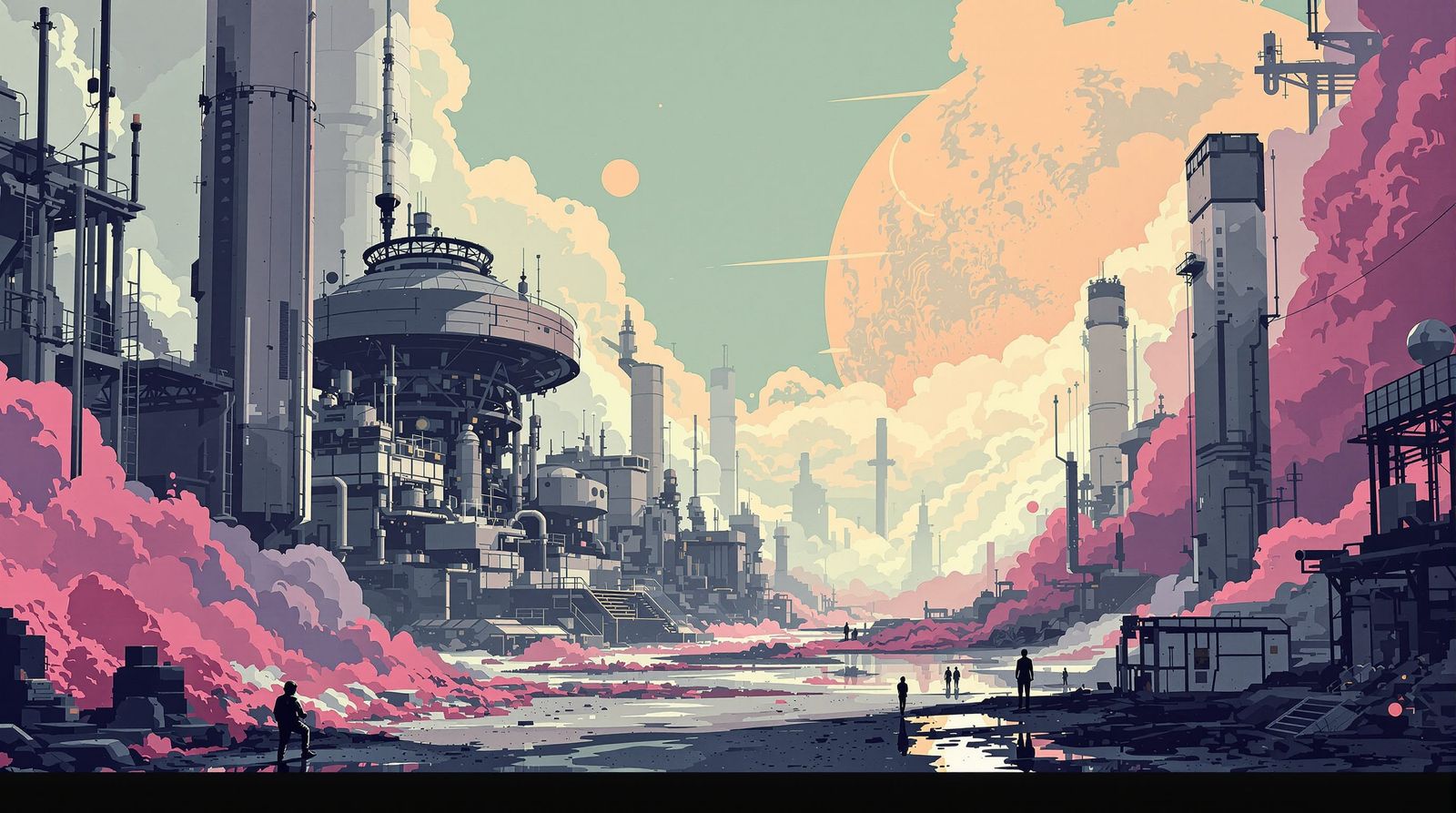 Gray Industrial Space Base in Unique Art Styles