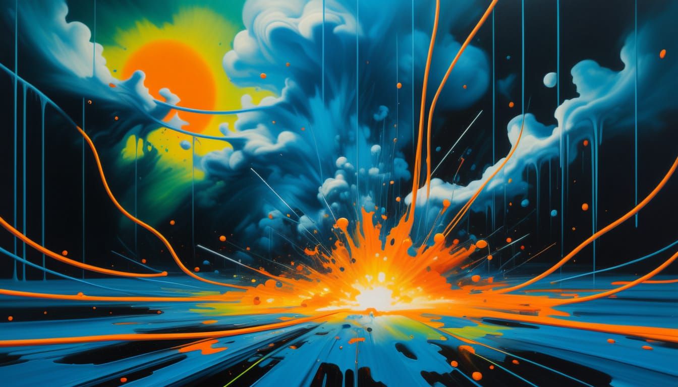 Neon Chaos: Abstract Expressionist Explosion