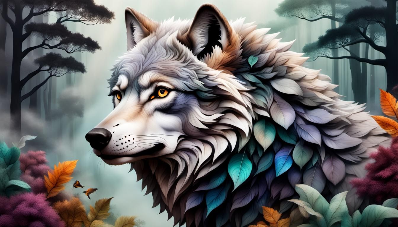 Majestic Gray Wolf Forest Portal in 3D