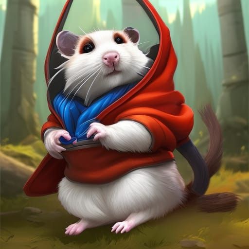 Hamster Student in Hoodie, Detailed Digital Art