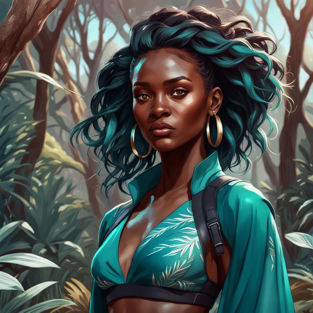 Australian Woman in Teal: Hyperdetailed Digital Portrait