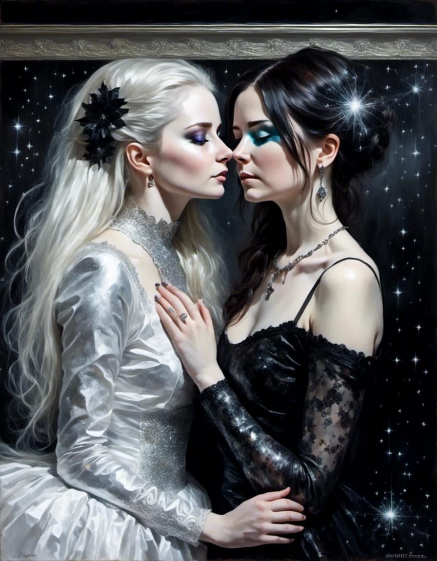 Sparkling Lesbian Couple in Fantasy Clothes