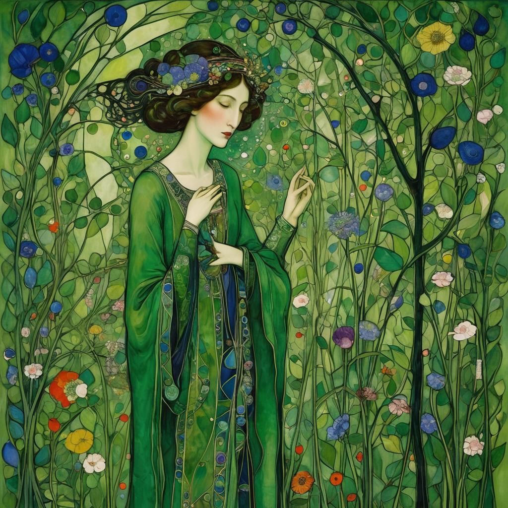 Intricate Green Attire Inspired by Glasgow Style
