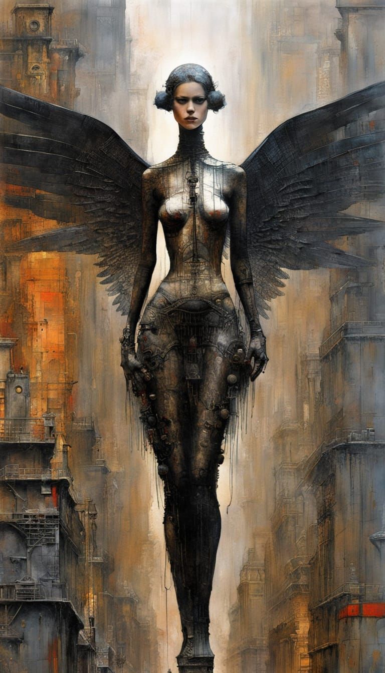 Cyberpunk Angel of Death in Neon Hues