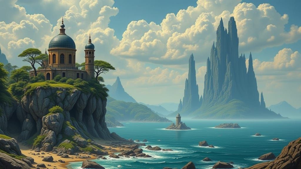 Abstract Seascape with Textured Brushstrokes