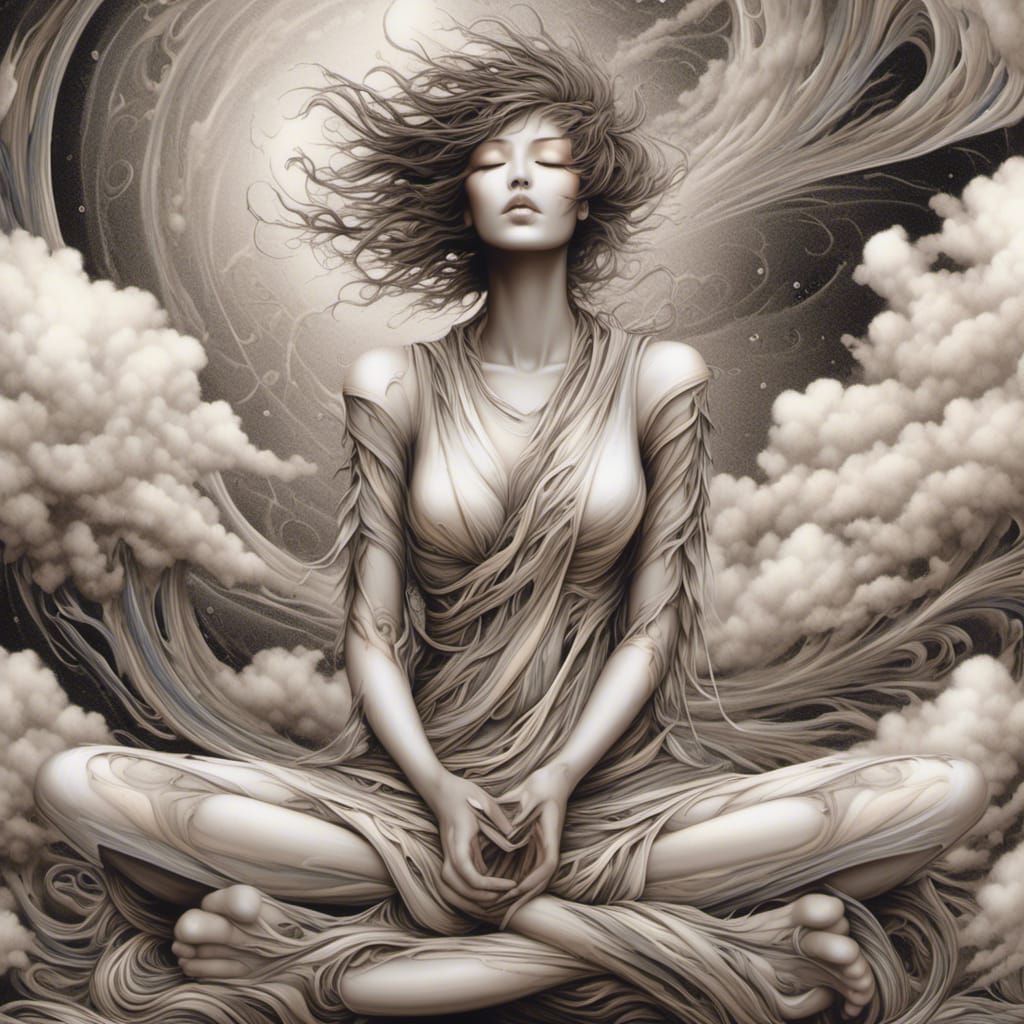 Screaming Woman with Flowing Energy Aura