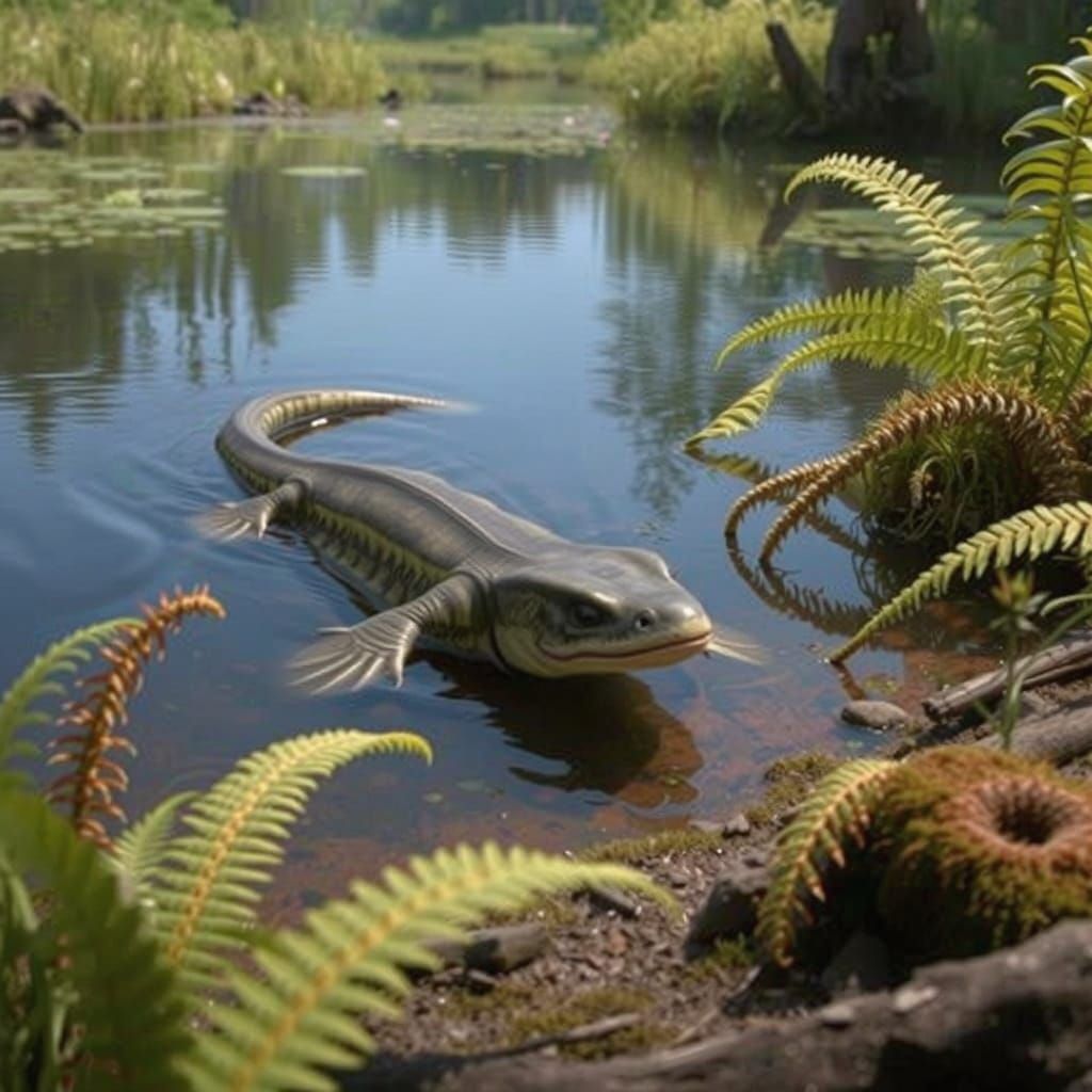 Ichthyostega Emerges From Prehistoric Waters