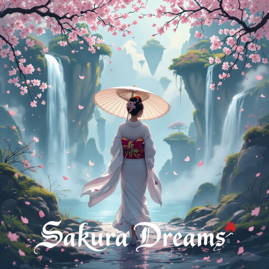 Sakura Dreams: Surreal Asian Dreamscape in Pastel Colors