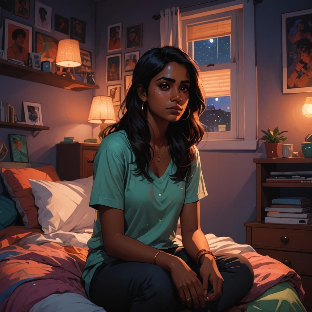 Young South Asian Woman Portrait in Webcomic Style