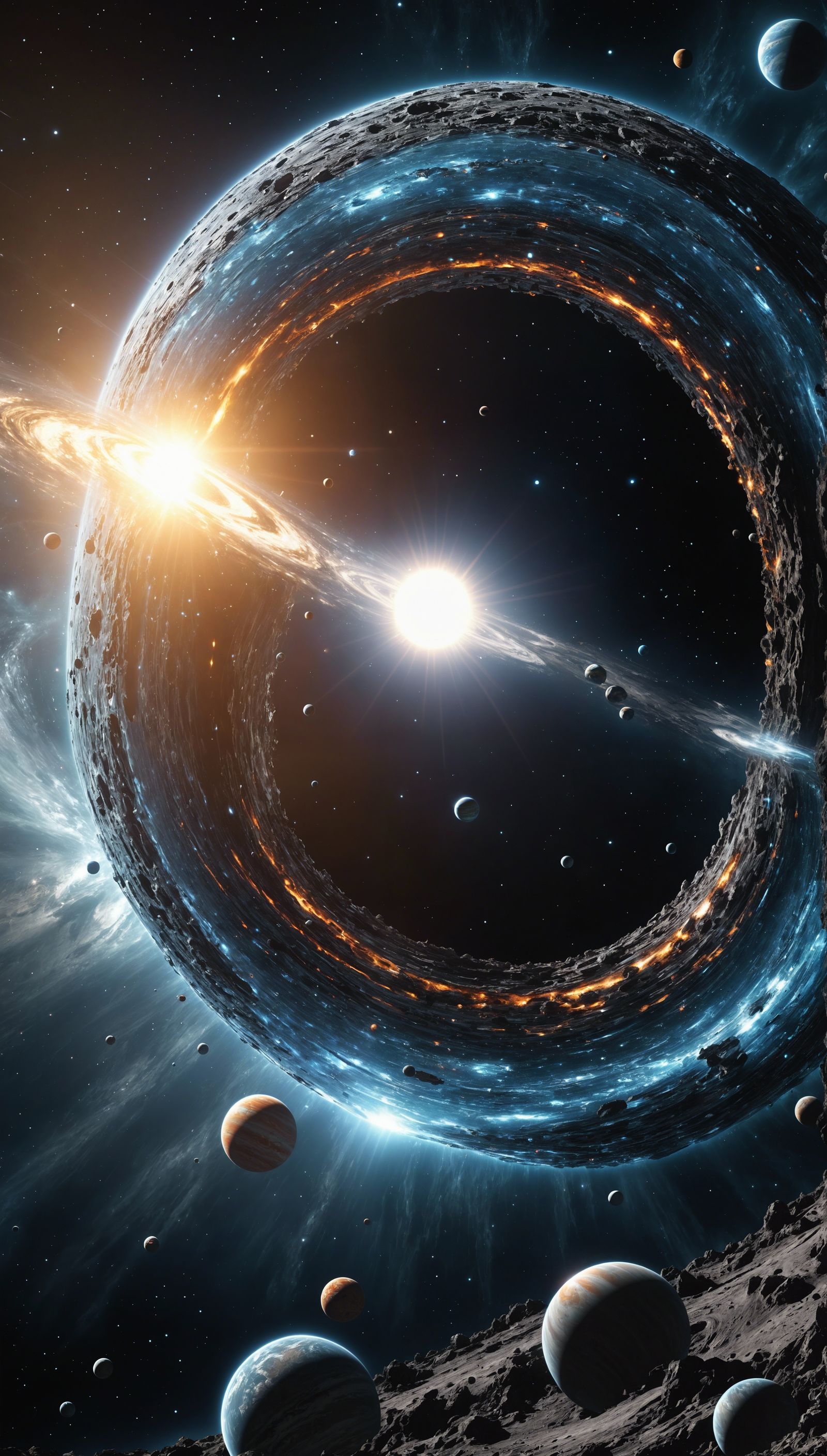 Collapsing Sun Black Hole in 3D Digital Art