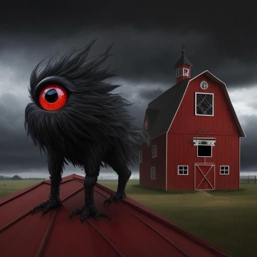 Surreal Hybrid Creature in Stormy Landscape