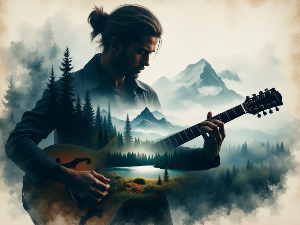 Silhouette Guitarist Reveals Mountain Dreamscape