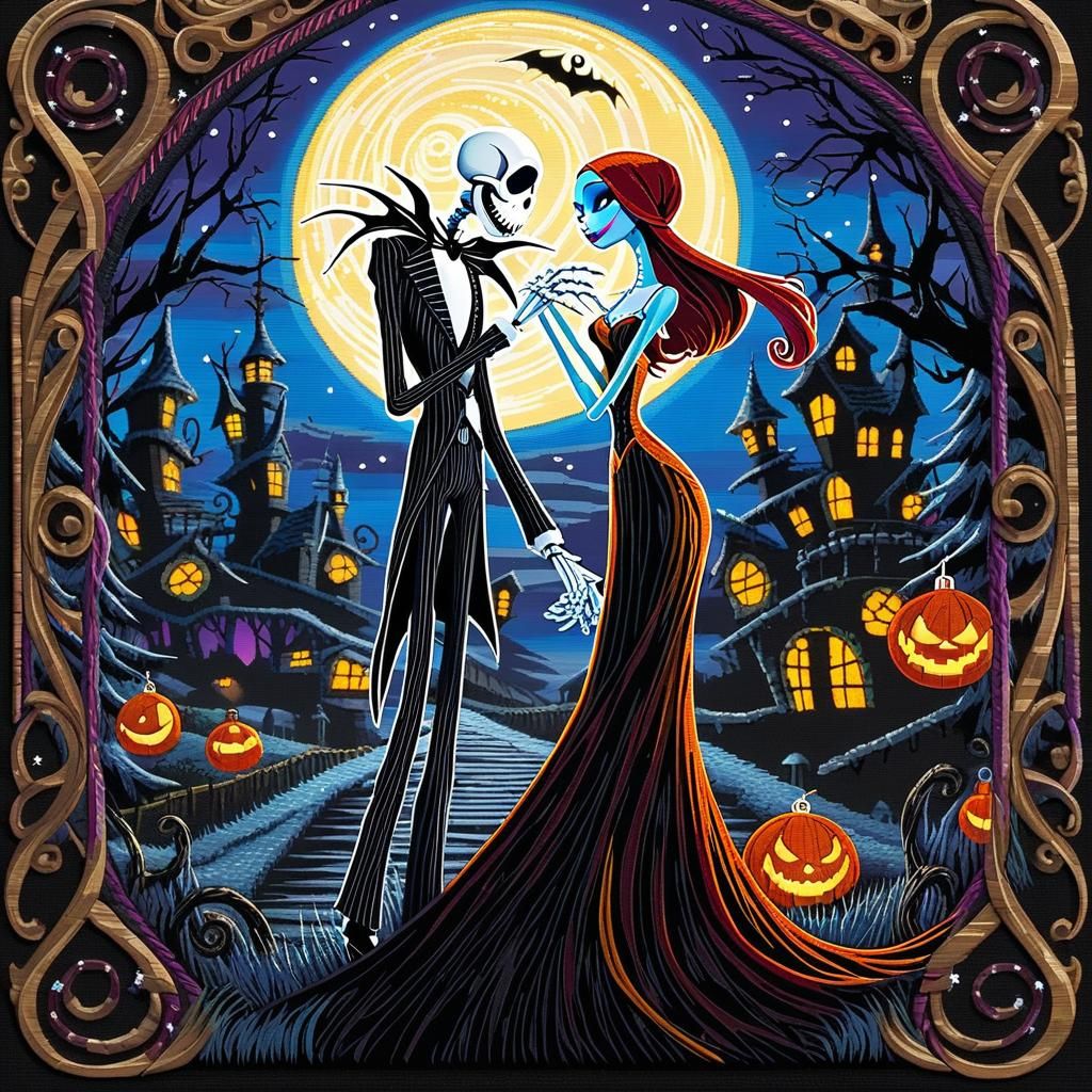 Jack and Sally in Mixed Media Style