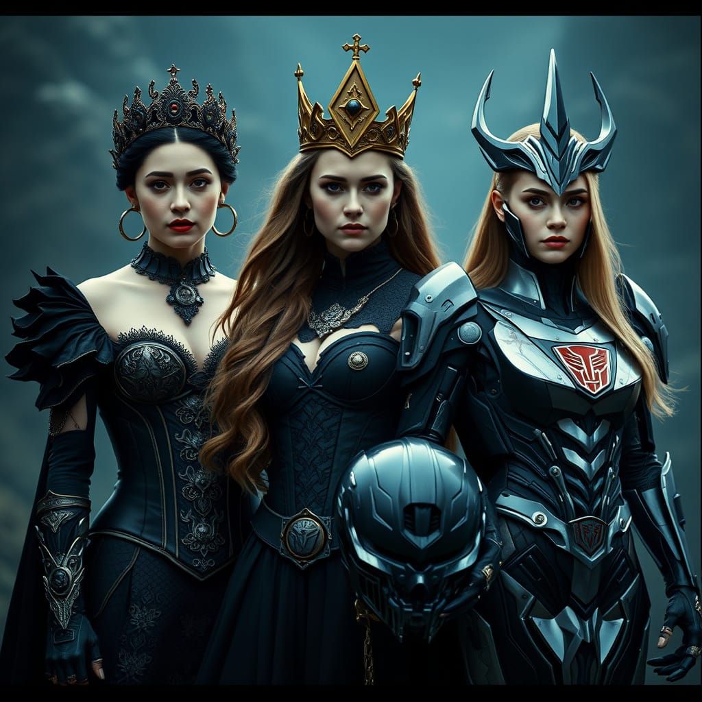 Gothic, Robotic, and Royal Figures in Cinematic Style
