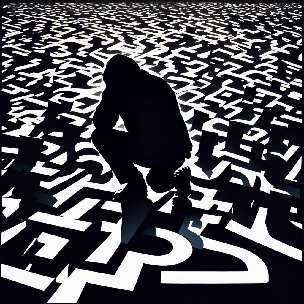 Silhouette of Man in Chaotic Scene