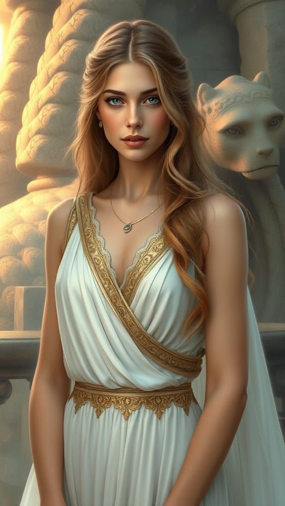 Ethereal Ancient Princess in Silk Gown