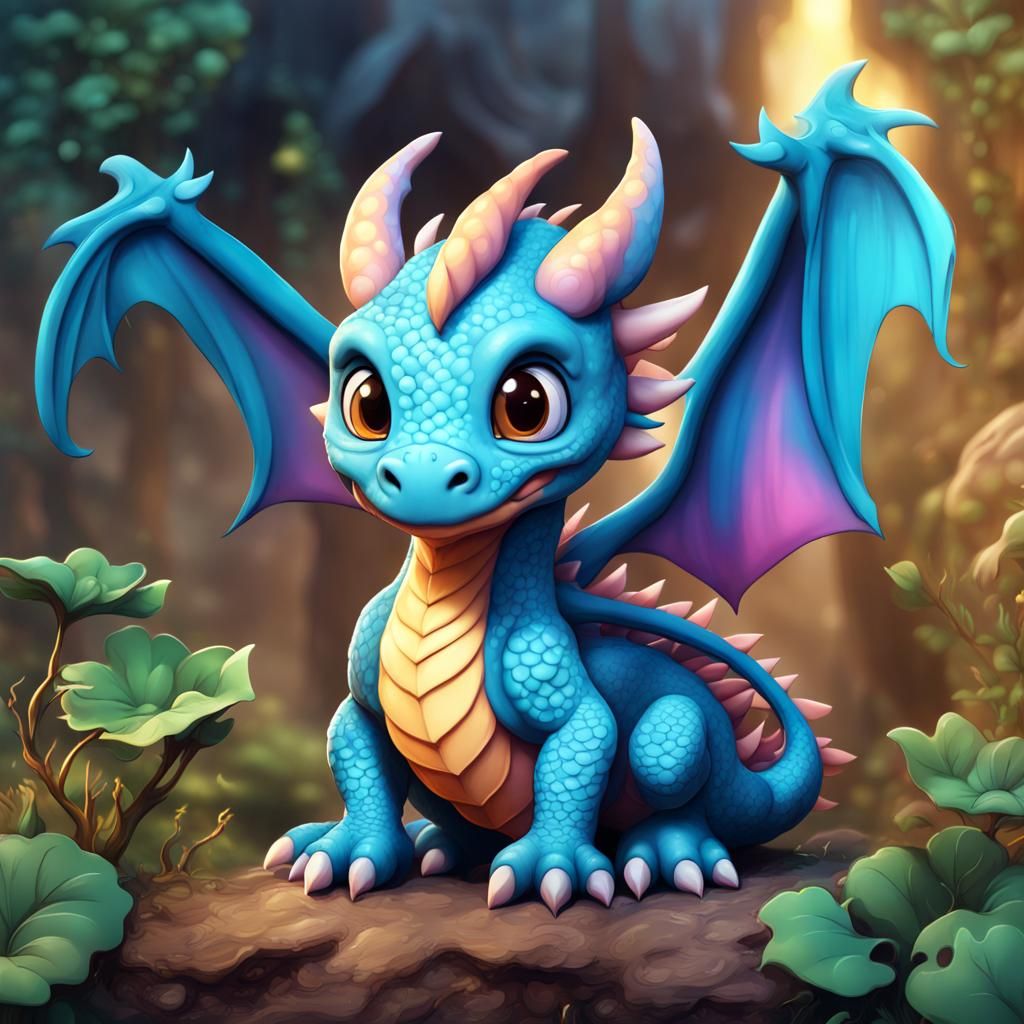 Cute Kawaii Baby Dragon Coloring Page