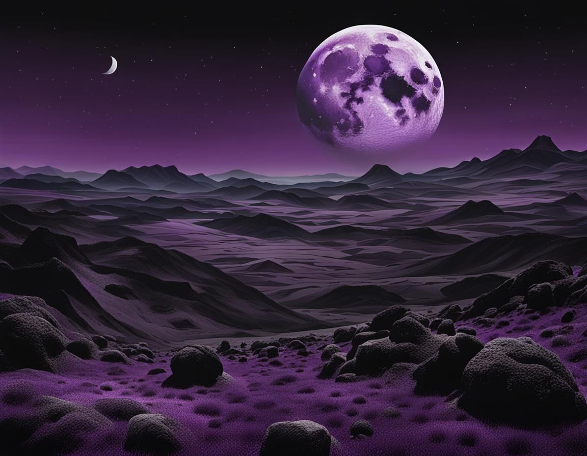 Purple and Black Moonscape Landscape