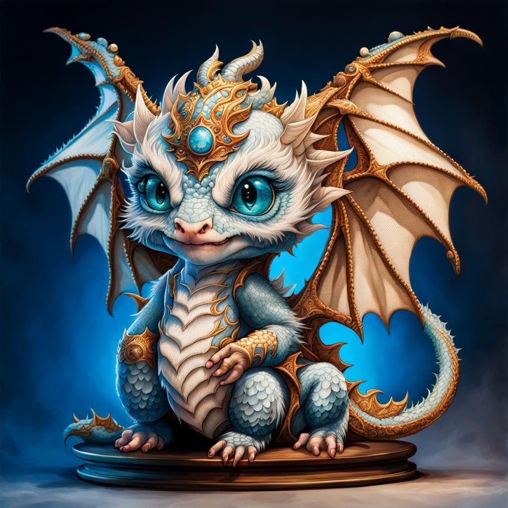 Embroidered Chibi Dragon Fantasy Artwork