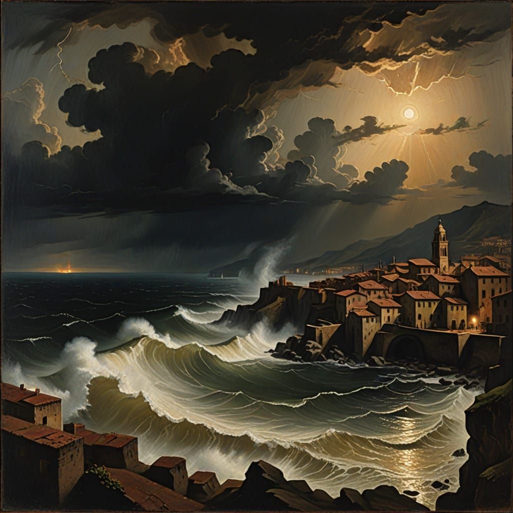 Turbulent Italian Stormscape in Dramatic Light
