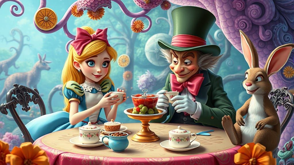 Hatter was keen to show off his magic muffin trick, but when he asked "would you care for a muffin?" Alice was so caught...