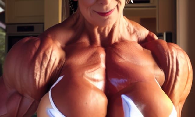 Muscular Female Bodybuilder Mom: Strength and Fitness