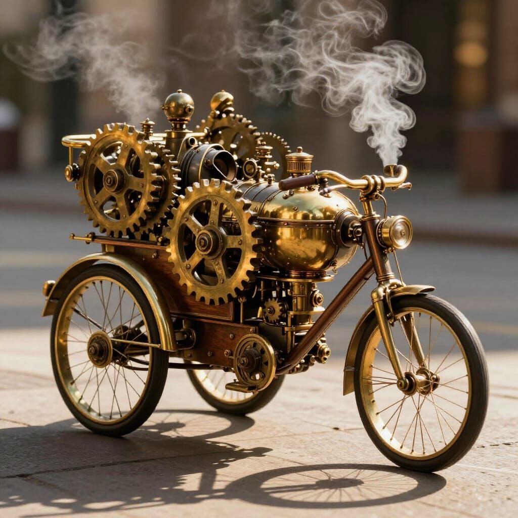Steampunk Pedal Bike with Ornate Boiler and Gears
