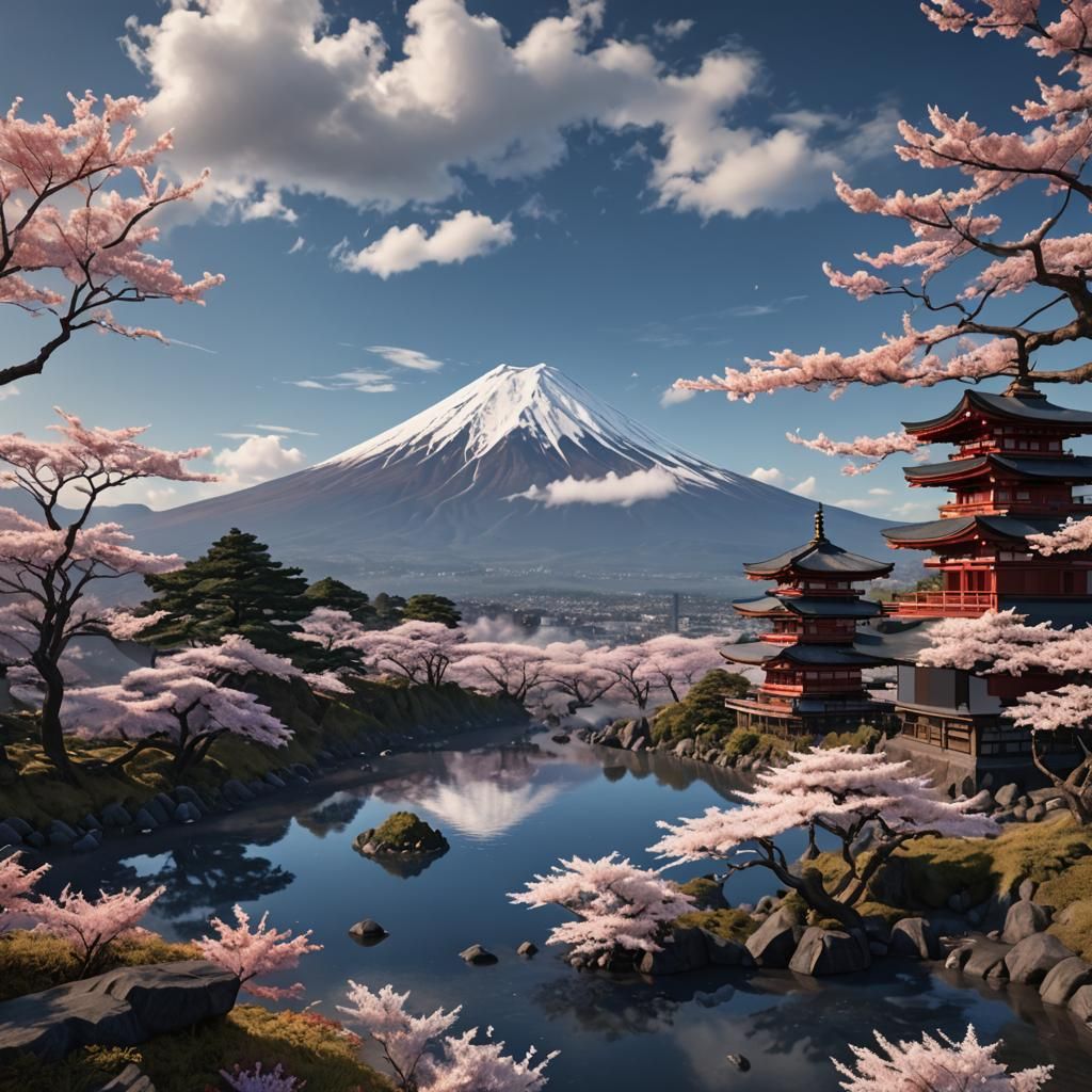 Detailed Panoramic View of Mount Fuji