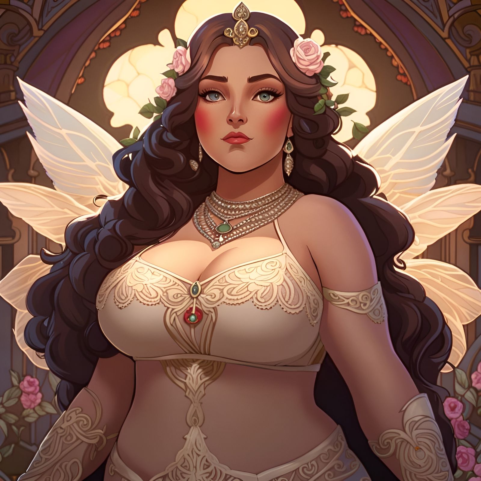 Curvy Goddess in Medieval Fantasy Style