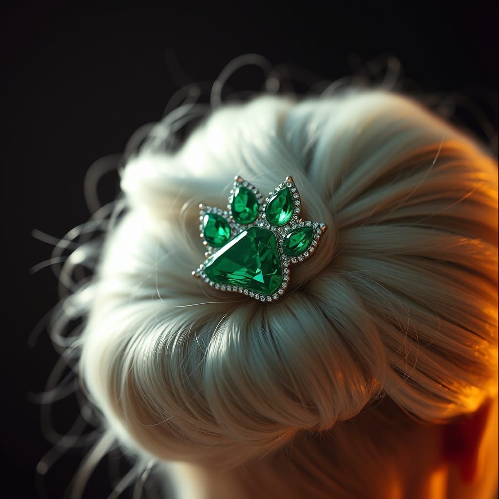 Emerald Paw Print Pin in Cinematic Style