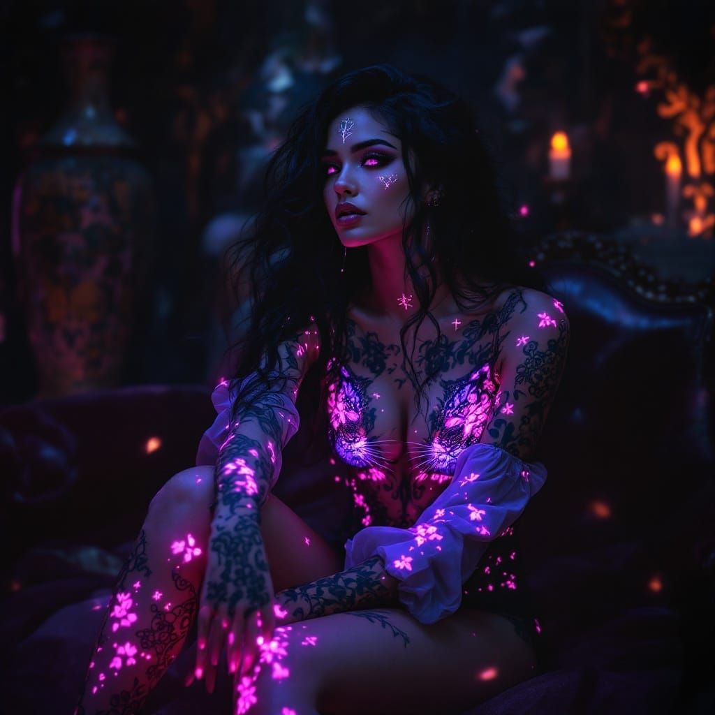 Mystical Latina Goddess in Leopard Print Attire