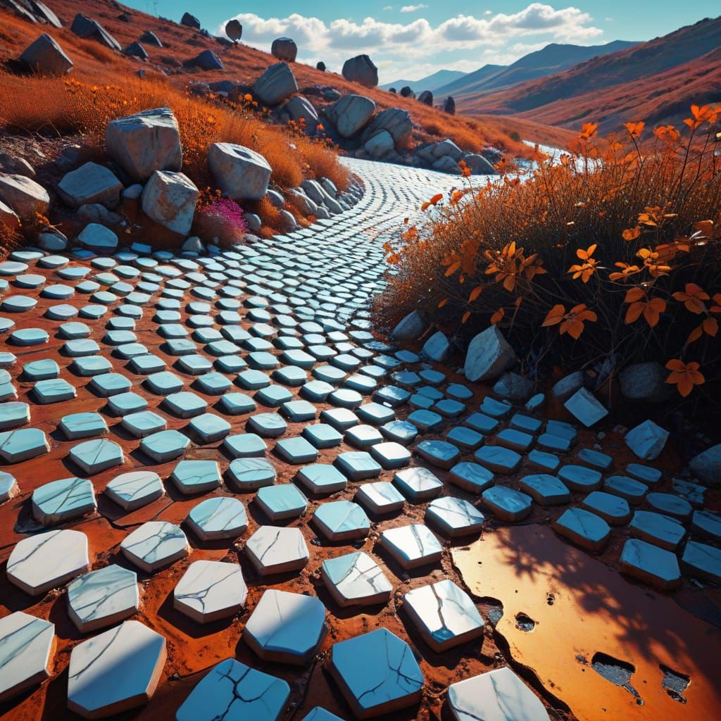 Surreal Gingham Dreamscapes in Metallic and Marble