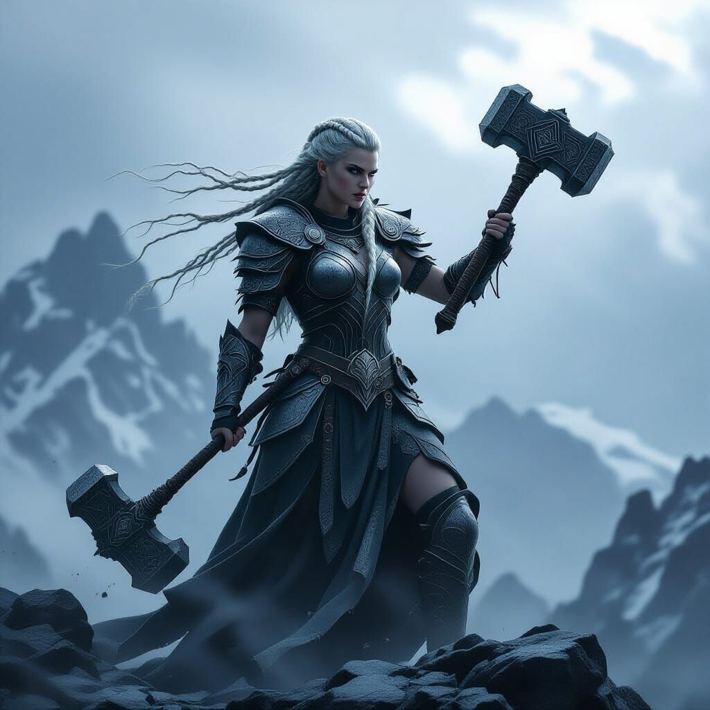 Battle Goddess on Windswept Peak: Norse Horror Style