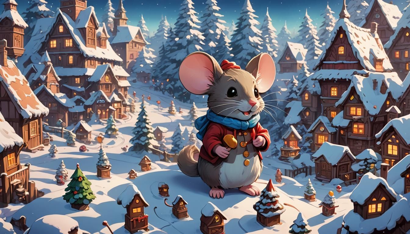 Winter Candyland Mouse in Anime Style