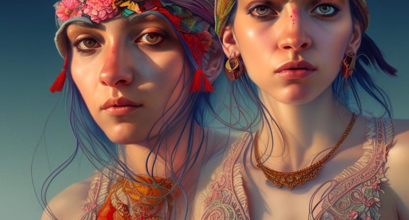 Beautiful Gypsy Fortuneteller in Hyperrealistic Portrait