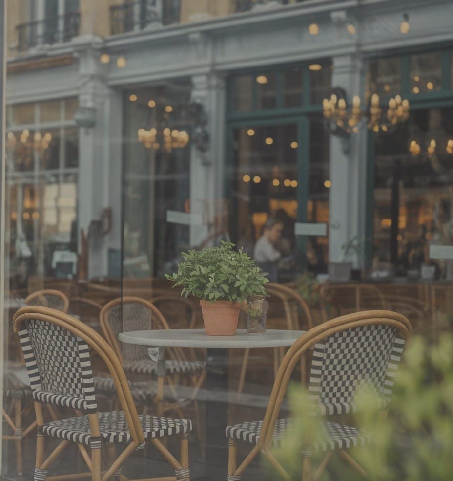 Whimsical Café Scene with Soft Focal Blur