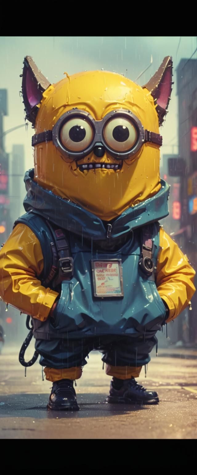 Neon Cyberpunk Cityscape at Night in Oil Painting Style