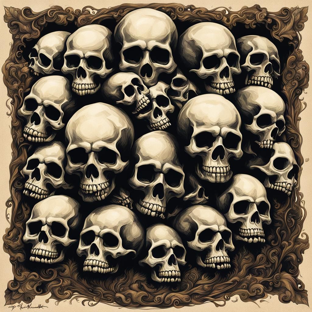 Sinister Hourglass of Skulls: A Dark Fantasy Image