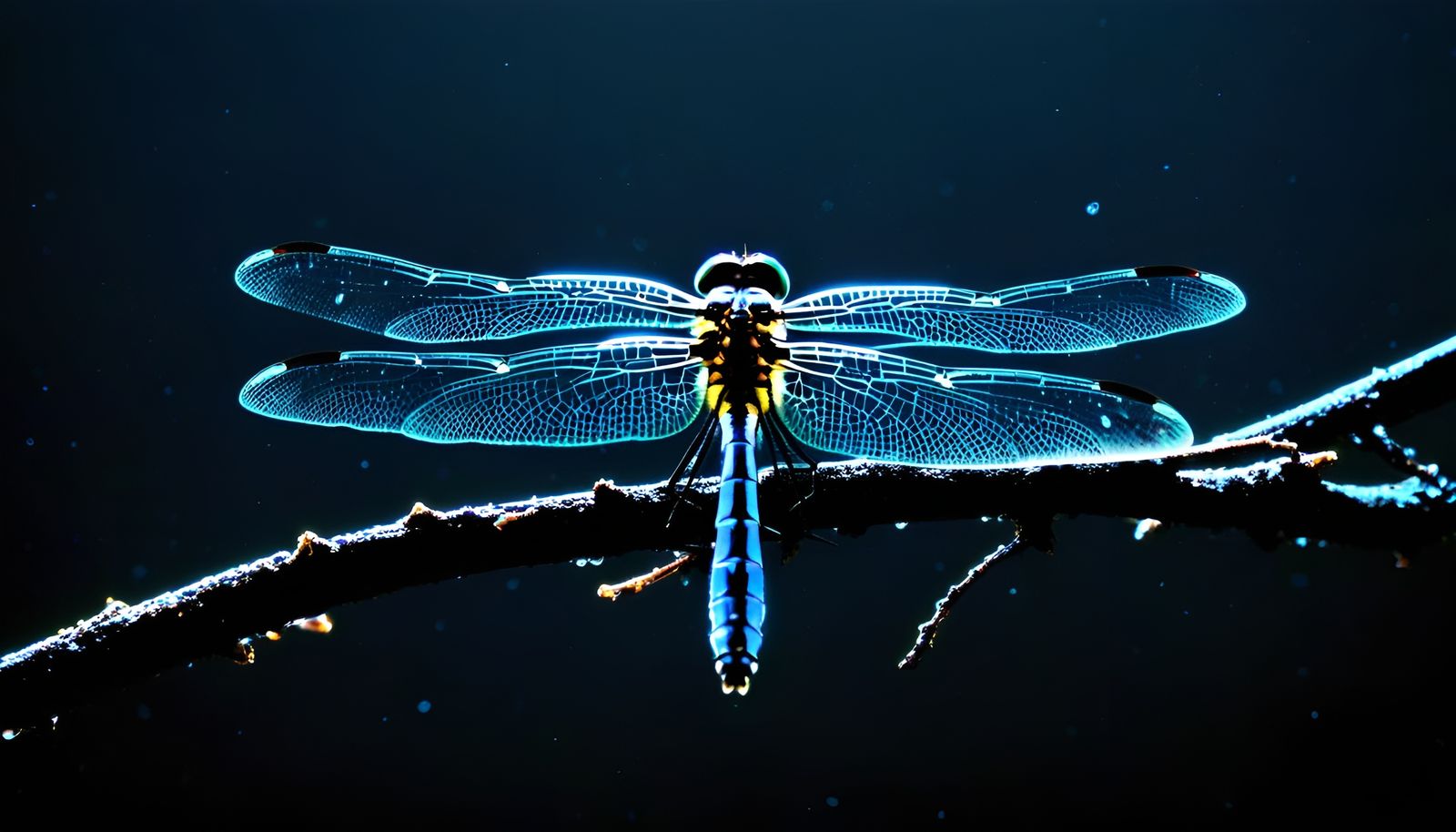 Bioluminescent Dragonfly in Tornado, Metzker Style