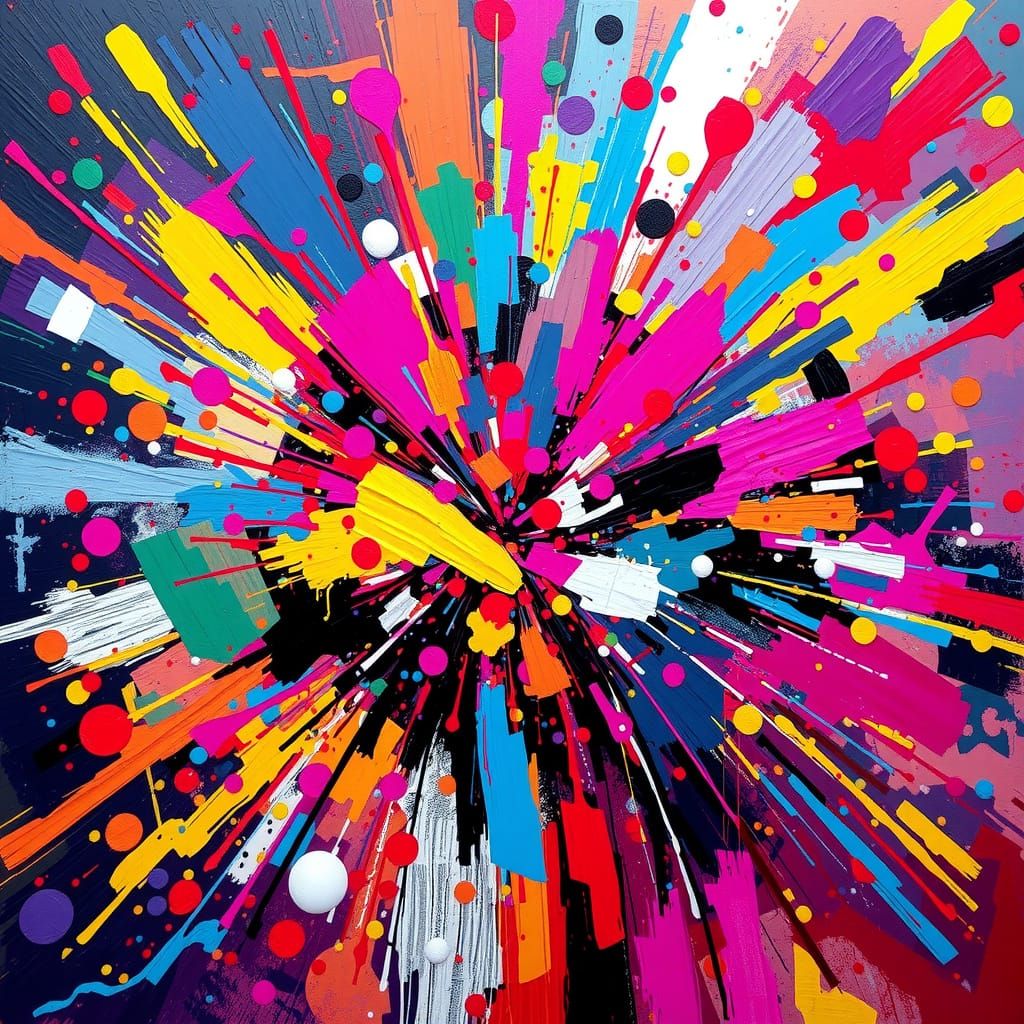 Vibrant Abstract Explosion of Colors in Dynamic Brushstrokes