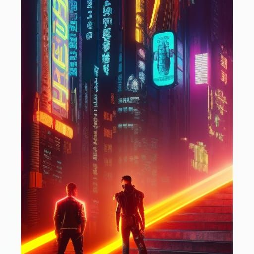 Neon Cyberpunk Cityscape in 2099 Style