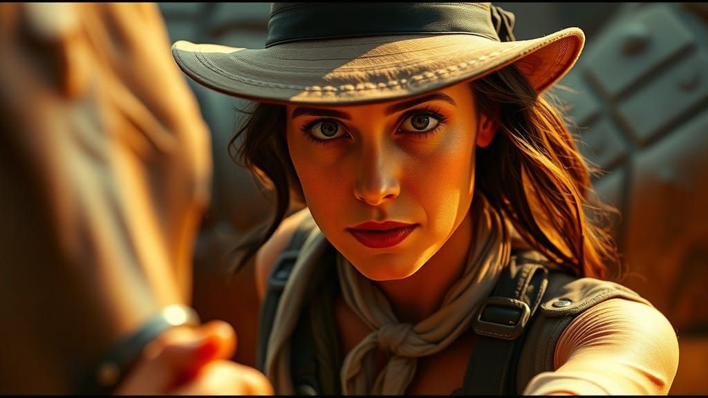 Stunning Film Still of Marion Ravenwood in Indiana Jones Sty...