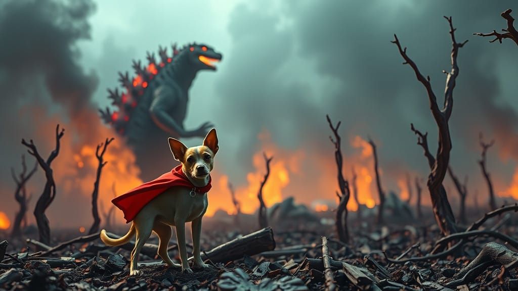 Tiny Canine Hero Defies Godzilla in Post-Apocalyptic Atomic....