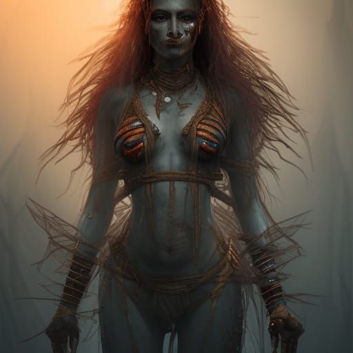 Beautiful Dark Female Mummy in Detailed Matte Painting