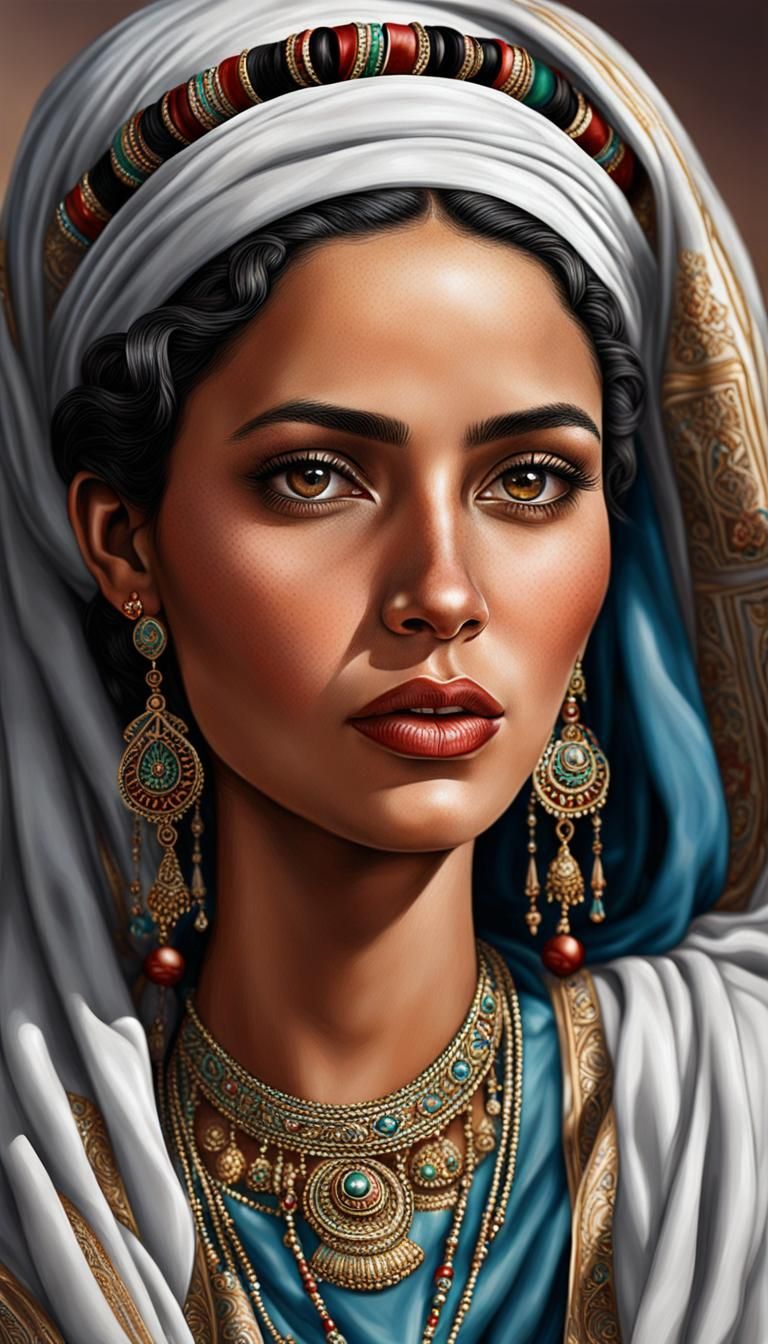 Hyperrealistic Portrait of a Libyan Woman