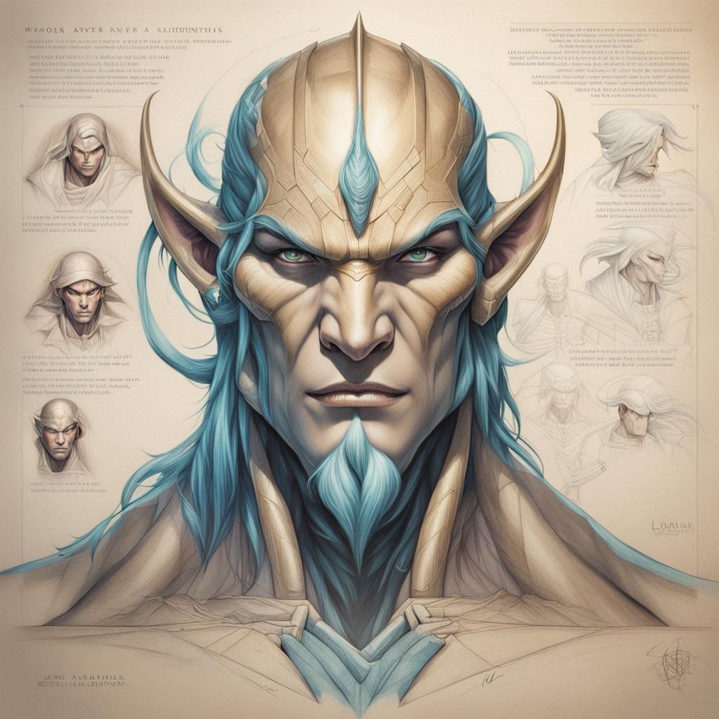 Djinn Anatomy Study in Graphic Novel Style