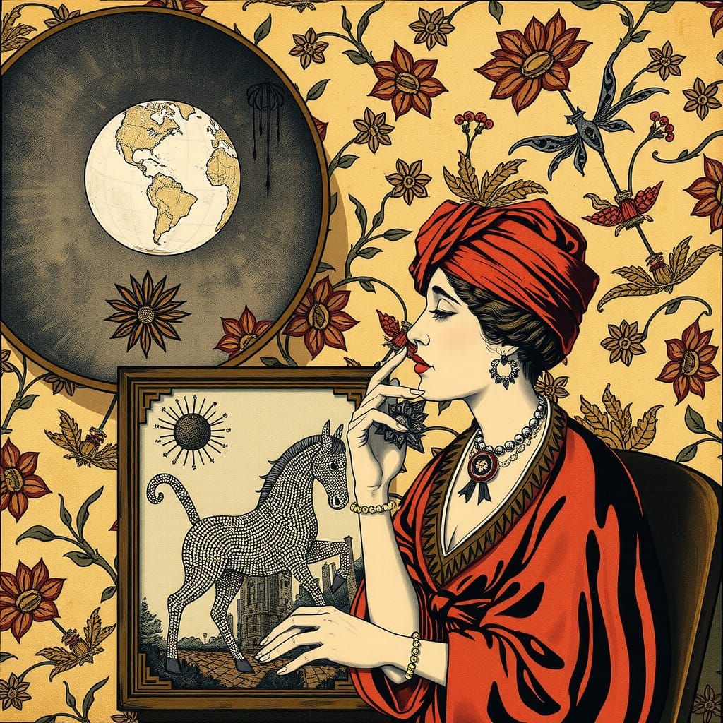 Mid Century Style Decorative Tableau in Italian Manner