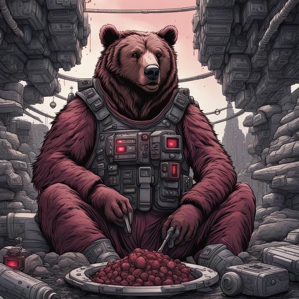 Bears Beets Battlestar Galactica in Ink Line Art