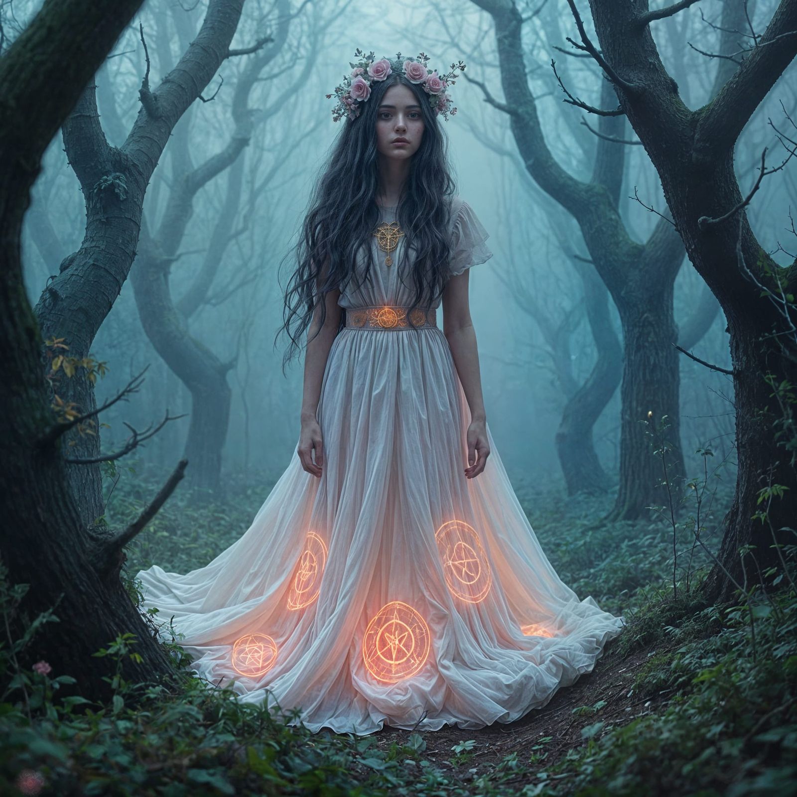 Ethereal Forest Enchantress in Pastel Hues